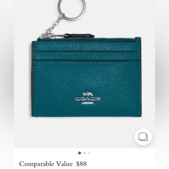 Coach mini skinny Id case. Silver/Deep turquoise. New/tags - Picture 2 of 5